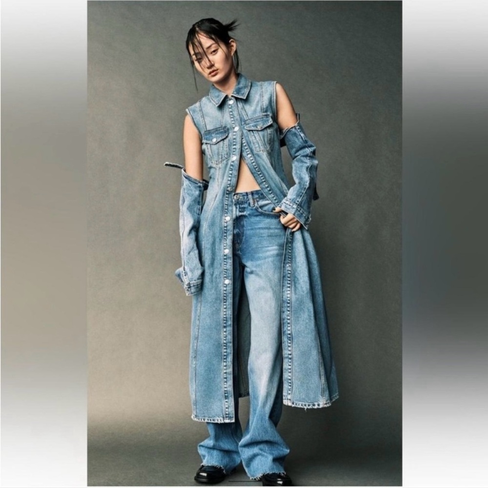Zara Blogger’s Fav Maxi Denim Dress Button Snap Front (Size Small)
